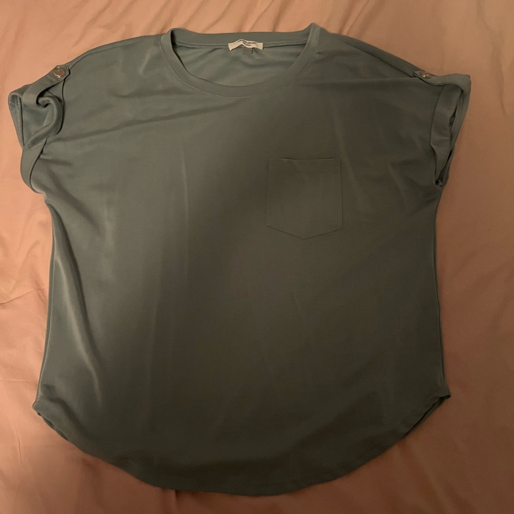 T.J.Maxx Blue Short Sleeve Blouse